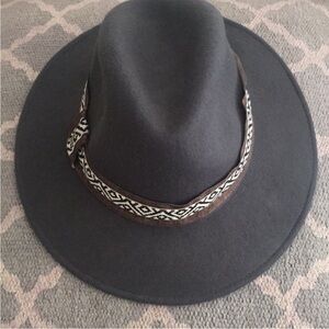 Dark Gray Hat with Decorative Trim